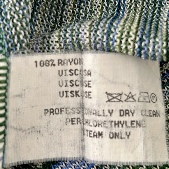 MISSONI Green Blue Striped Viscose Crewneck Top - IT 42/US 4 - Picture 5 of 6